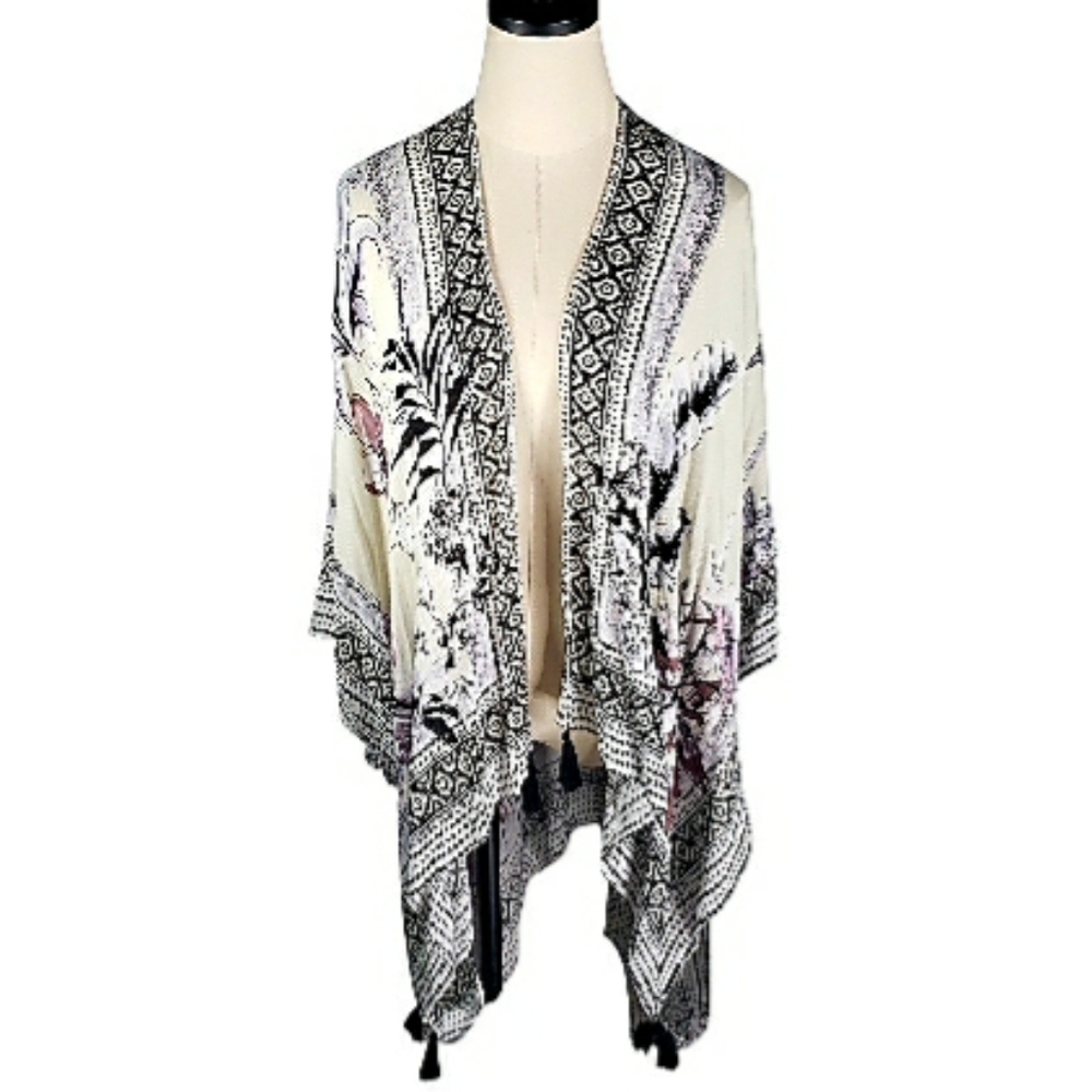 Vince Camutto Kimono Boho Wrap Duster Beach Coastal Layering Resort Vacation OS